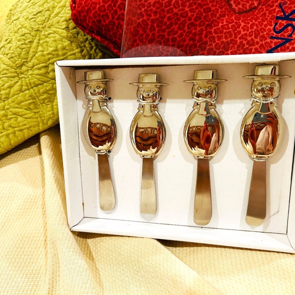 N5-NEW IN BOX DANSK Silver Snowman Spreader Set - Picture 2 of 7